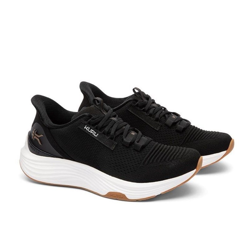 KURU ATOM 2 Women's Black Athletic Shoes with White and Tan Accents 7.5 A57
